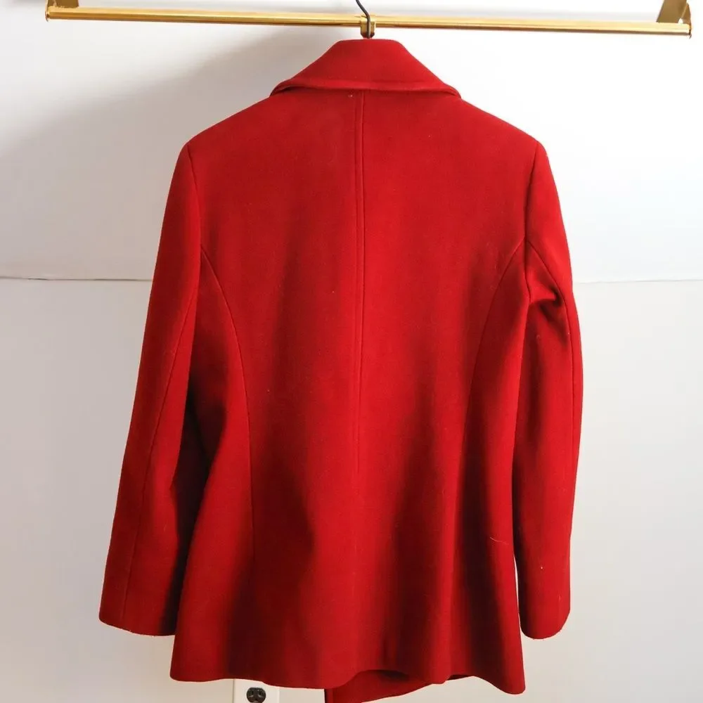 Bright red Calvin Klein women's wool double-breasted peacoat size 12 - Picture 3 of 6